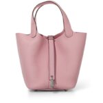 Hermes Rose Sakura Clemence Picotin Lock 18 Palladium Hardware