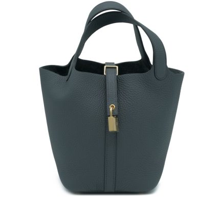 Hermes Gris Misty Clemence Picotin Lock 18 Permabrass Hardware