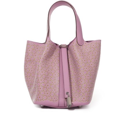 Hermes Mauve Sylvestre Swift Lucky Daisy Picotin Lock 18 Palladium Hardware