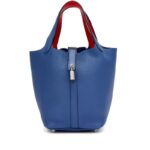 Hermes Bleu Brighton Clemence and Capucine Swift Verso Picotin Lock 18 Palladium Hardware