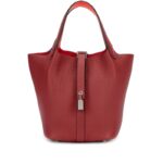 Hermes Rouge H Clemence and Orange Field Swift Verso Picotin Lock 18 Palladium Hardware