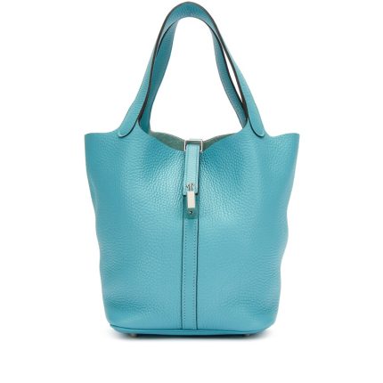 Hermes Bleu Saint Cyr Clemence Picotin Lock 22 Palladium Hardware