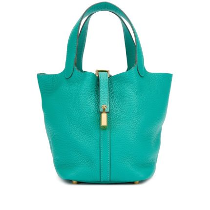 Hermes Vert Verone Clemence Picotin Lock 18 Gold Hardware