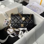 Chanel AS4861 Small Flap Bag Pearl Lambskin Faux Pearl & Gold Metal Black
