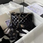 Chanel AS4647 Mini Flap Bag With Star Coin Purse Metallic Calfskin & Gold Metallic Black