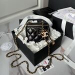 Chanel AP3941 Mini Vanity Case Lambskin Enamel & Gold-Tone Metal Black