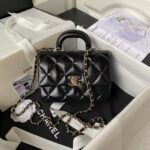 Chanel 24C AS4543 Mini Flap Bag Chain Bag Top Handle Black Lambskin