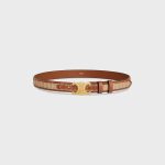 MEDIUM TRIOMPHE BELT in Textile WITH RAFFIA EFFECT and Calfskin
