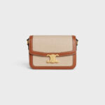 CLASSIQUE TRIOMPHE BAG IN TEXTILE AND CALFSKIN NATURAL / TAN