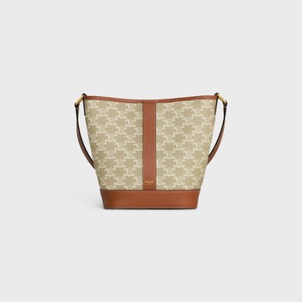 SMALL BUCKET IN TRIOMPHE CANVAS AND CALFSKIN GREGE