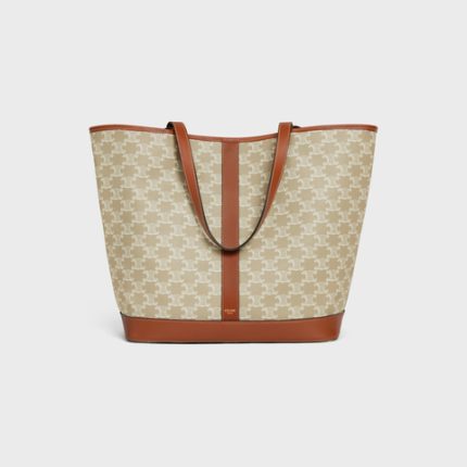 MEDIUM CABAS IN TRIOMPHE CANVAS AND CALFSKIN GREGE