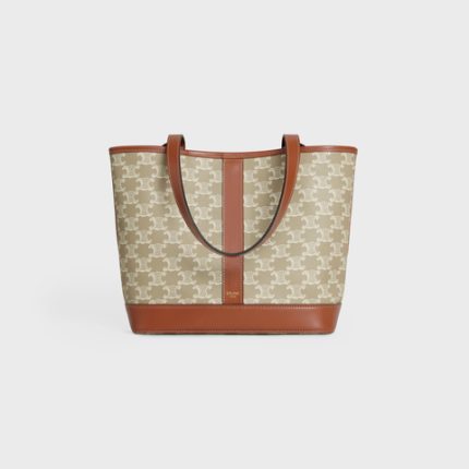 SMALL CABAS IN TRIOMPHE CANVAS AND CALFSKIN GREGE
