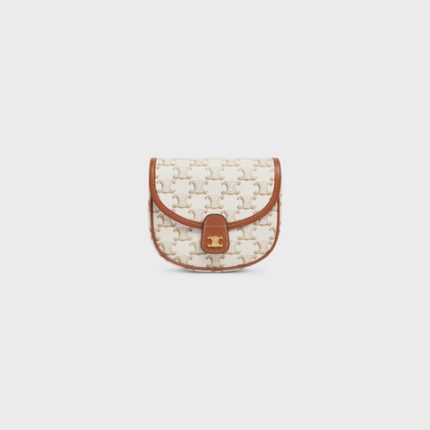 MINI BESACE IN TRIOMPHE CANVAS AND CALFSKIN WHITE