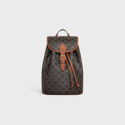 MEDIUM BACKPACK FOLCO IN TRIOMPHE CANVAS AND CALFSKIN TAN