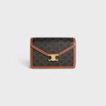 ENVELOPPE BAG IN TRIOMPHE CANVAS AND CALFSKIN TAN