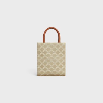 MINI VERTICAL CABAS IN TRIOMPHE CANVAS AND CALFSKIN GREGE