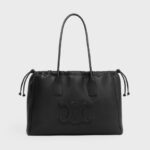 CABAS DRAWSTRING CUIR TRIOMPHE IN GRAINED CALFSKIN BLACK