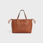 SMALL CABAS DRAWSTRING CUIR TRIOMPHE IN SMOOTH CALFSKIN TAN