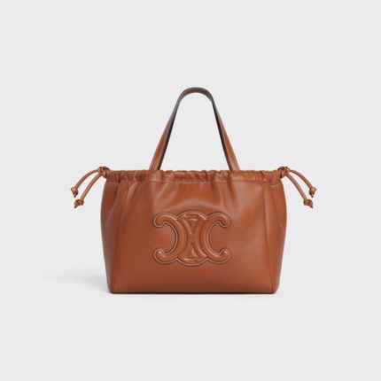 SMALL CABAS DRAWSTRING CUIR TRIOMPHE IN SMOOTH CALFSKIN TAN