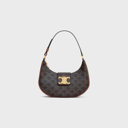 MEDIUM AVA TRIOMPHE BAG IN TRIOMPHE CANVAS AND CALFSKIN TAN
