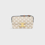 SHOULDER BAG CLAUDE IN TRIOMPHE CANVAS AND CALFSKIN WHITE