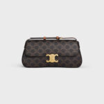 MEDIUM CELINE LOLA BAG IN TRIOMPHE CANVAS AND CALFSKIN TAN