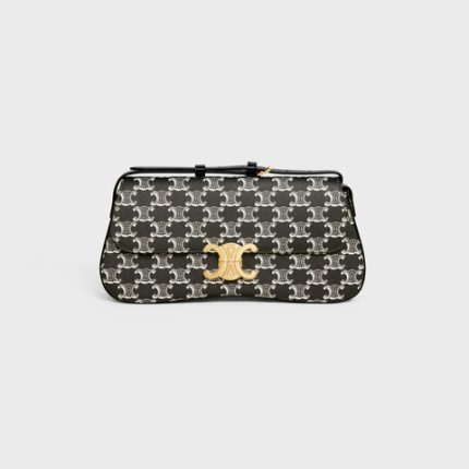 MEDIUM CELINE LOLA BAG IN TRIOMPHE CANVAS TWO-TONE BLACK