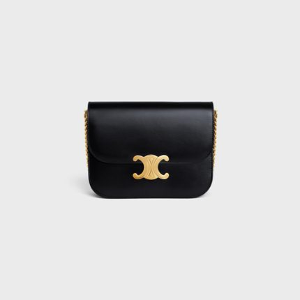 MEDIUM COLLEGE BAG IN SHINY CALFSKIN BLACK