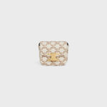 MINI CLAUDE IN TEXTILE WITH TRIOMPHE PRINT AND CALFSKIN WHITE