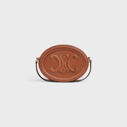 CROSSBODY OVAL PURSE CUIR TRIOMPHE IN SMOOTH CALFSKIN TAN