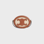 CROSSBODY OVAL PURSE CUIR TRIOMPHE IN TEXTILE AND CALFSKIN NATURAL / TAN