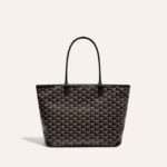 Goyard Goyardine Artois Tote PM Black Canvas & Chevroches Calfskin Palladium Hardware