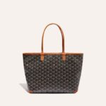 Goyard Goyardine Artois Tote PM Black Canvas & Brown Chevroches Calfskin Palladium Hardware