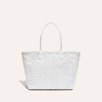 Goyard Goyardine Artois Tote PM White Canvas & Chevroches Calfskin Palladium Hardware