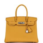 Hermes Birkin 30 Jaune Ambre Togo Palladium Hardware