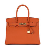 Hermes Birkin 30 Orange Togo Gold Hardware