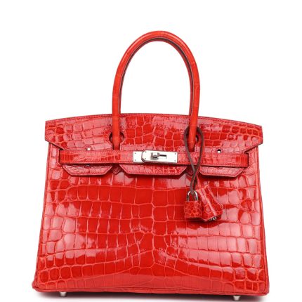Hermes Birkin 30 Geranium Shiny Niloticus Crocodile Palladium Hardware