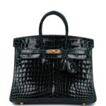 Hermes Birkin 25 Vert Cypress Shiny Niloticus Crocodile Gold Hardware