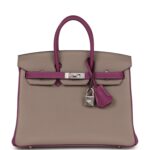 Hermes Special Order (HSS) Birkin 25 Gris Asphalte and Anenome Togo Brushed Palladium Hardware