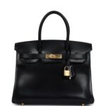 Hermes Birkin 30 Black Box Gold Hardware