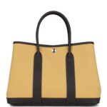 Hermes Garden Party 30 Paille Toile Militaire Canvas and Ebene Negonda Palladium Hardware