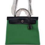 Hermes Herbag Zip PM 31 Bambou Toile H/Bleu Indigo Vache Hunter Palladium Hardware