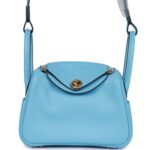 Hermes Mini Lindy Celeste Swift Gold Hardware