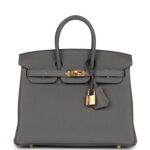 Hermes Birkin 25 Gris Meyer Togo Gold Hardware