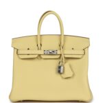 Hermes Birkin 25 Jaune Poussin Togo Palladium Hardware