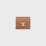SMALL FLAP WALLER TRIOMPHE IN SHINY CALFSKIN BRONZE