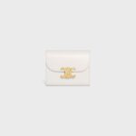 SMALL FLAP WALLER TRIOMPHE IN SHINY CALFSKIN WHITE