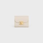 SMALL FLAP WALLER TRIOMPHE IN SHINY CALFSKIN PALE BEIGE