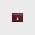 SMALL FLAP WALLER TRIOMPHE IN SHINY CALFSKIN LIGHT BURGUNDY