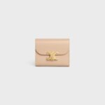 SMALL FLAP WALLER TRIOMPHE IN SHINY CALFSKIN OAT BEIGE